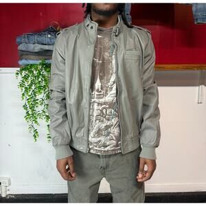 Vintage European-style café racer leather jacket